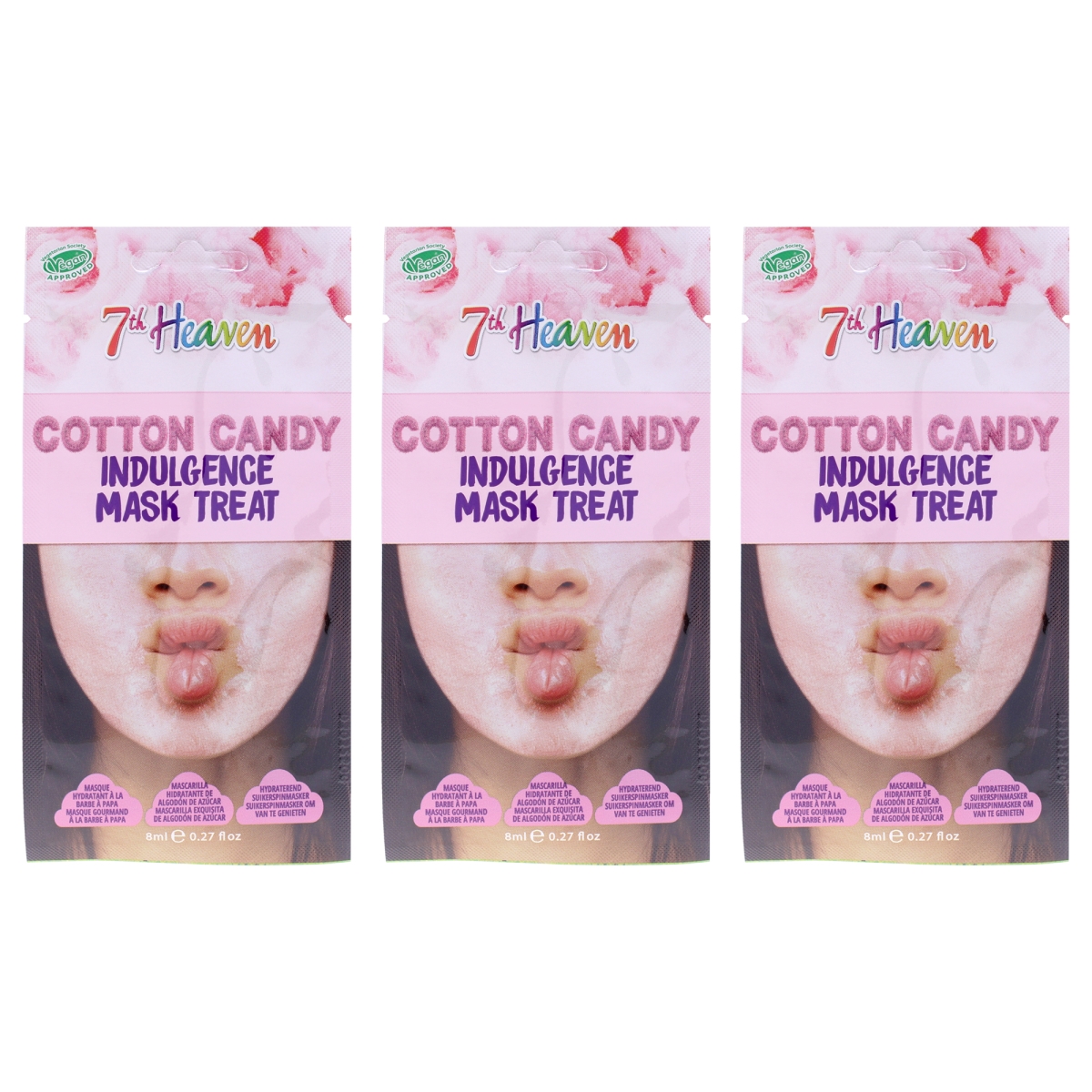 I0162148 0.27 oz Cotton Candy Light Moisturizing Face Sheet Mask for Women - Set of 3