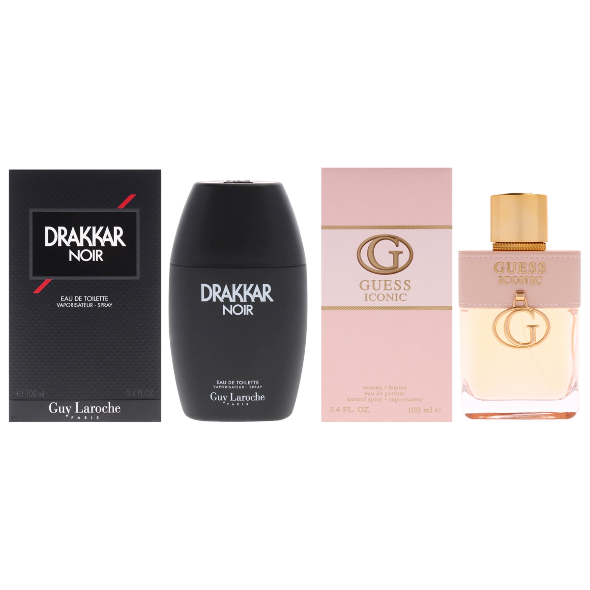 K0007783 3.4 oz Guess & Guy Laroche Iconic Drakkar Noir Eau De Parfum Spray Kit for Unisex - 2 Piece