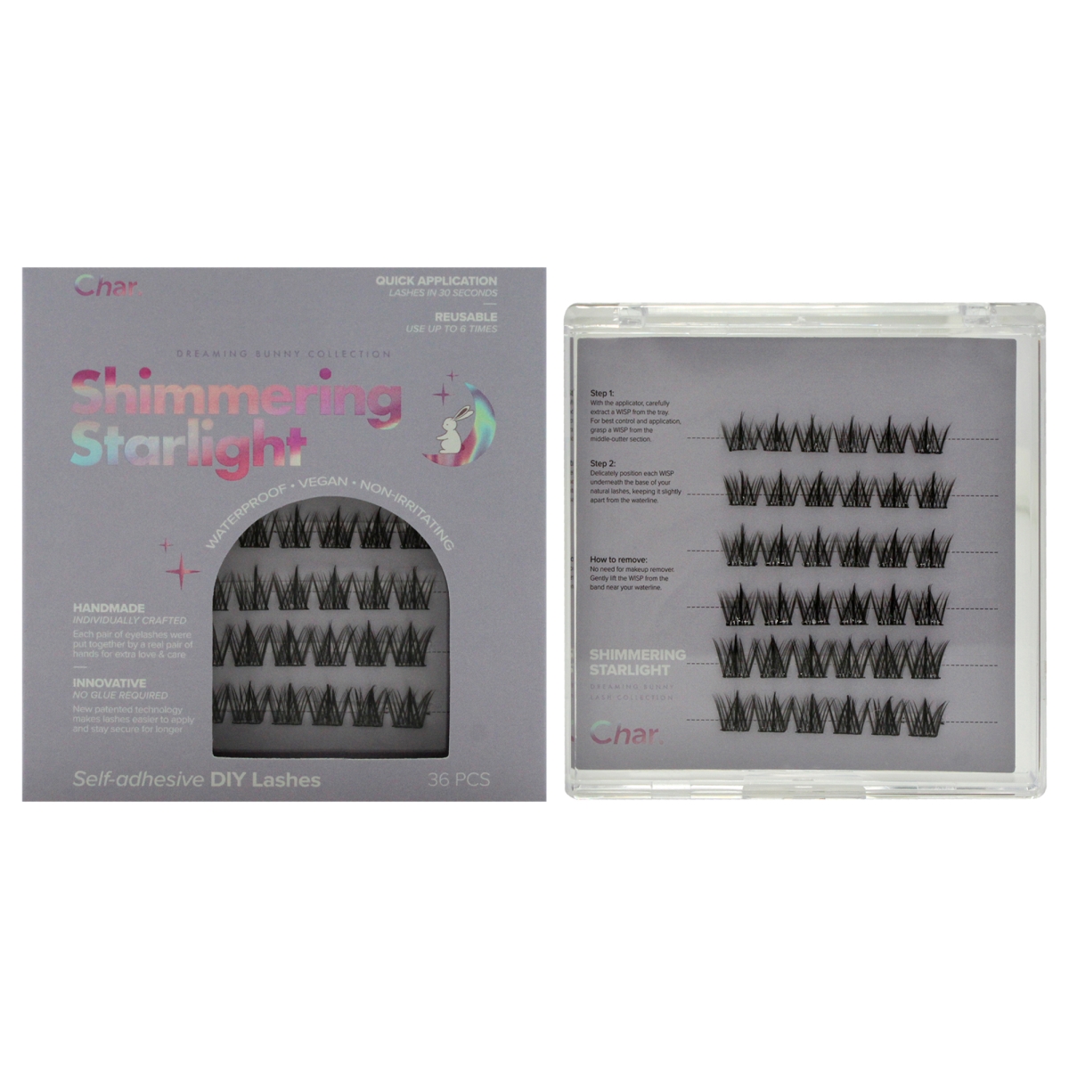 Char Cosmetics Pre-Glued Reusable Lashes Dreaming Bunny Collection - Shimmering Starlight
