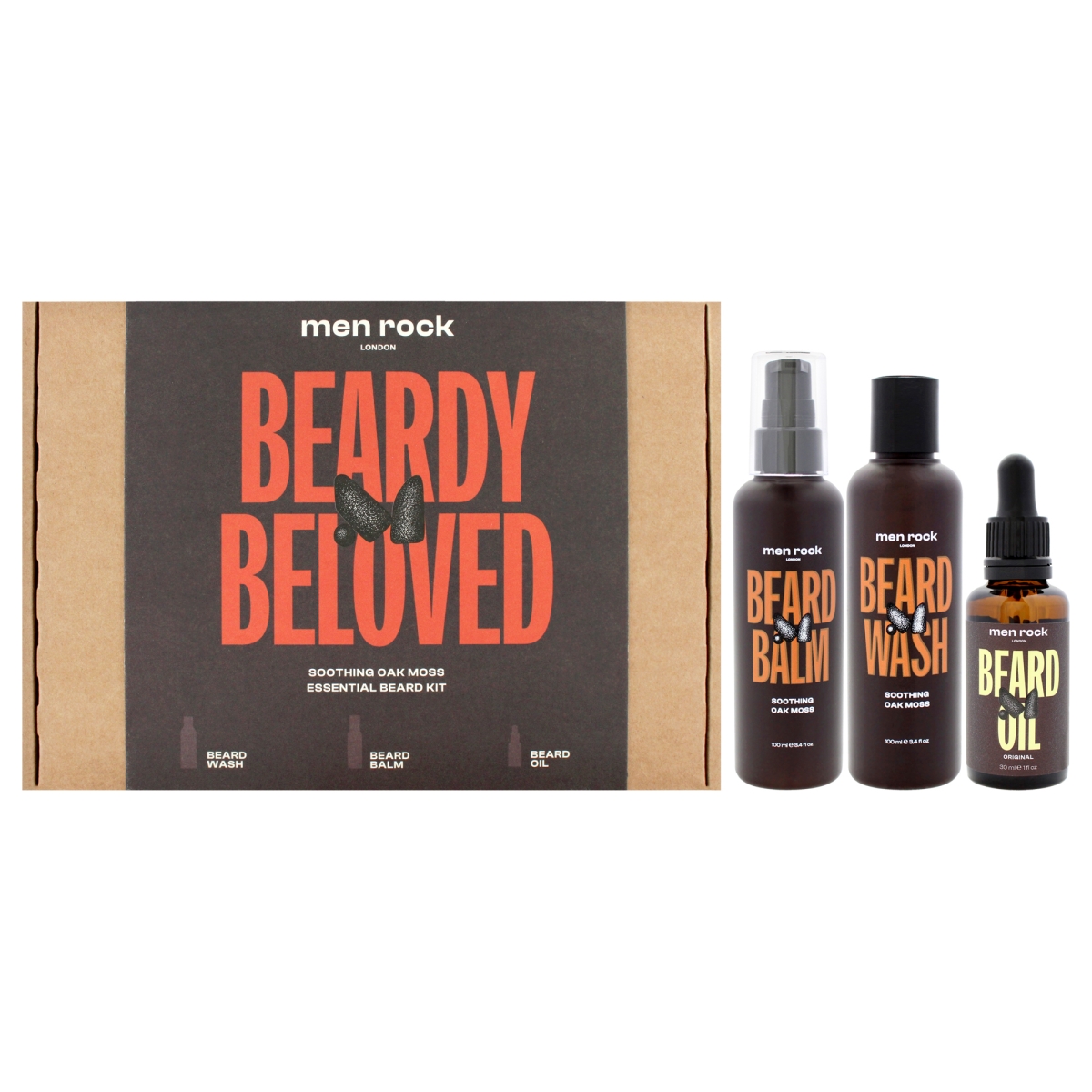 I0153353 Beardy Beloved Soothing Essential Beard Kit for Men - Oak Moss