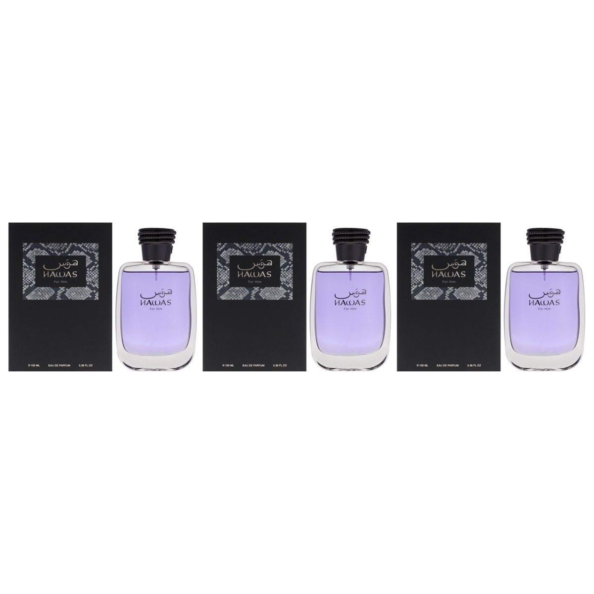 K0007573 3.38 oz Hawas Eau De Parfum Spray for Men - Pack of 3