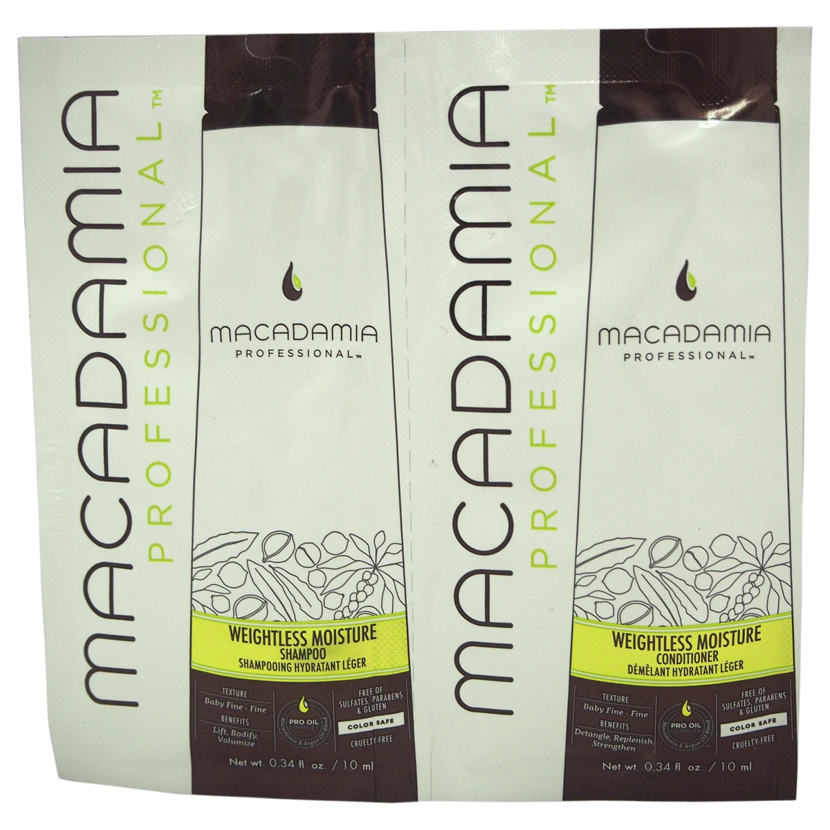 Macadamia U-HC-10688 2 x 0.34 oz Unisex Professional Weightless Moisture Shampoo & Conditioner -  Macadamia Natural Oil