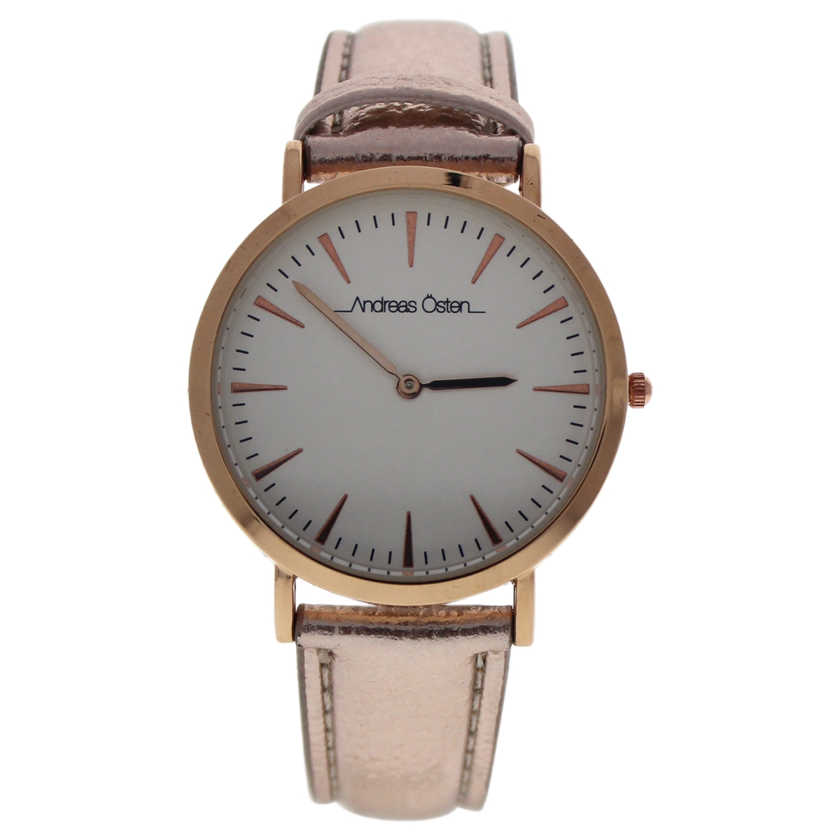 Picture of Andreas Osten W-WAT-1452 Hygge - Rose Leather Strap Watch by Andreas Osten for Women Watch, Gold & White