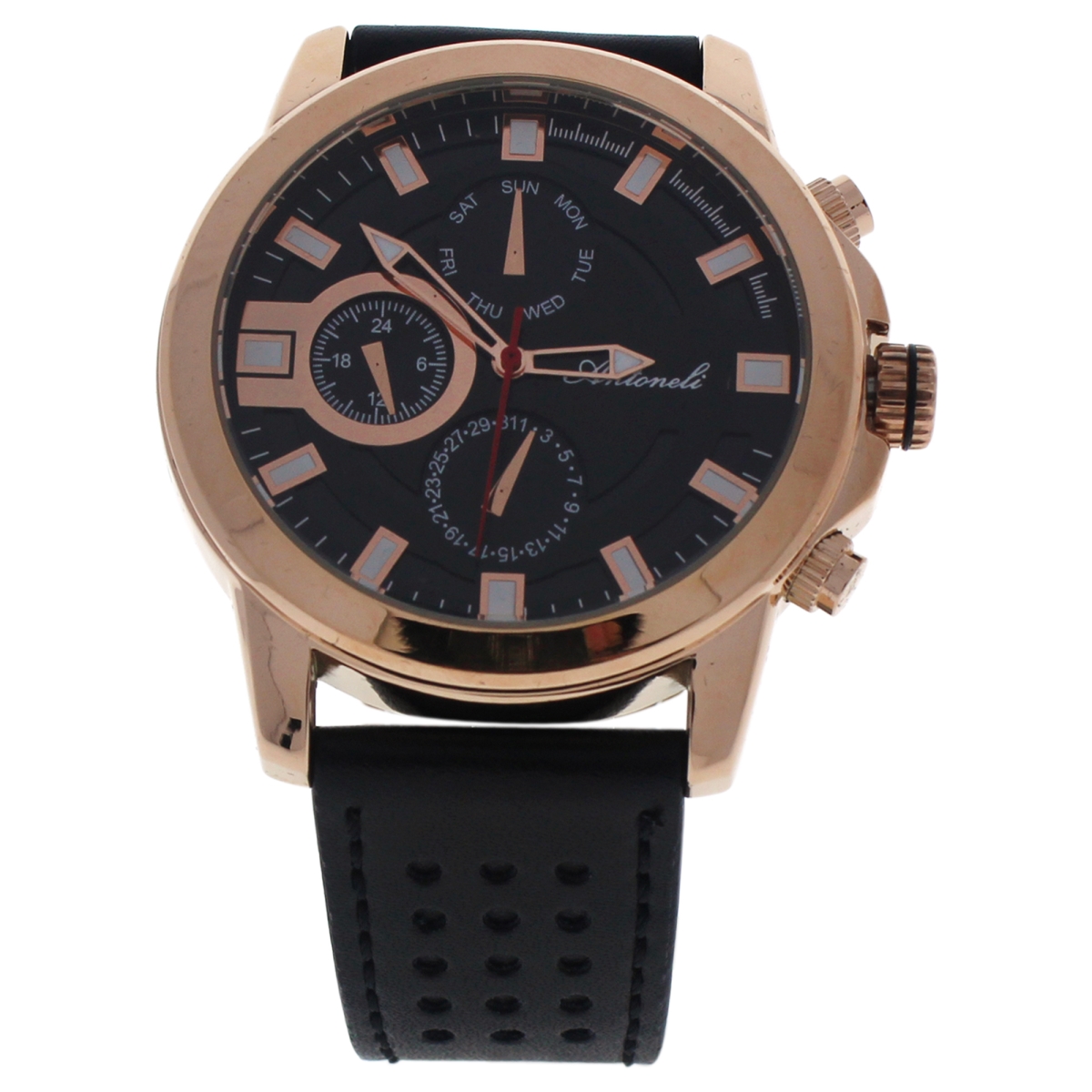 Picture of Antoneli M-WAT-1311 Rose Gold & Black Leather Strap Watch for Men&#44; AG0064-03
