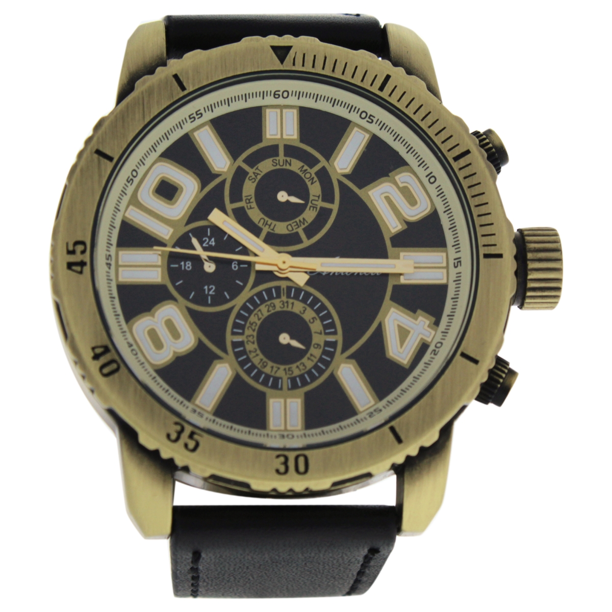 Picture of Antoneli M-WAT-1300 Gold & Black Leather Strap Watch for Men&#44; AG1905-02