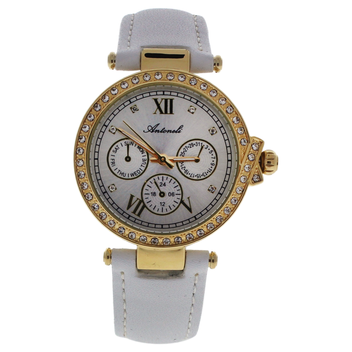 Picture of Antoneli W-WAT-1431 Gold & White Leather Strap Watch for Women&#44; AL0519-05