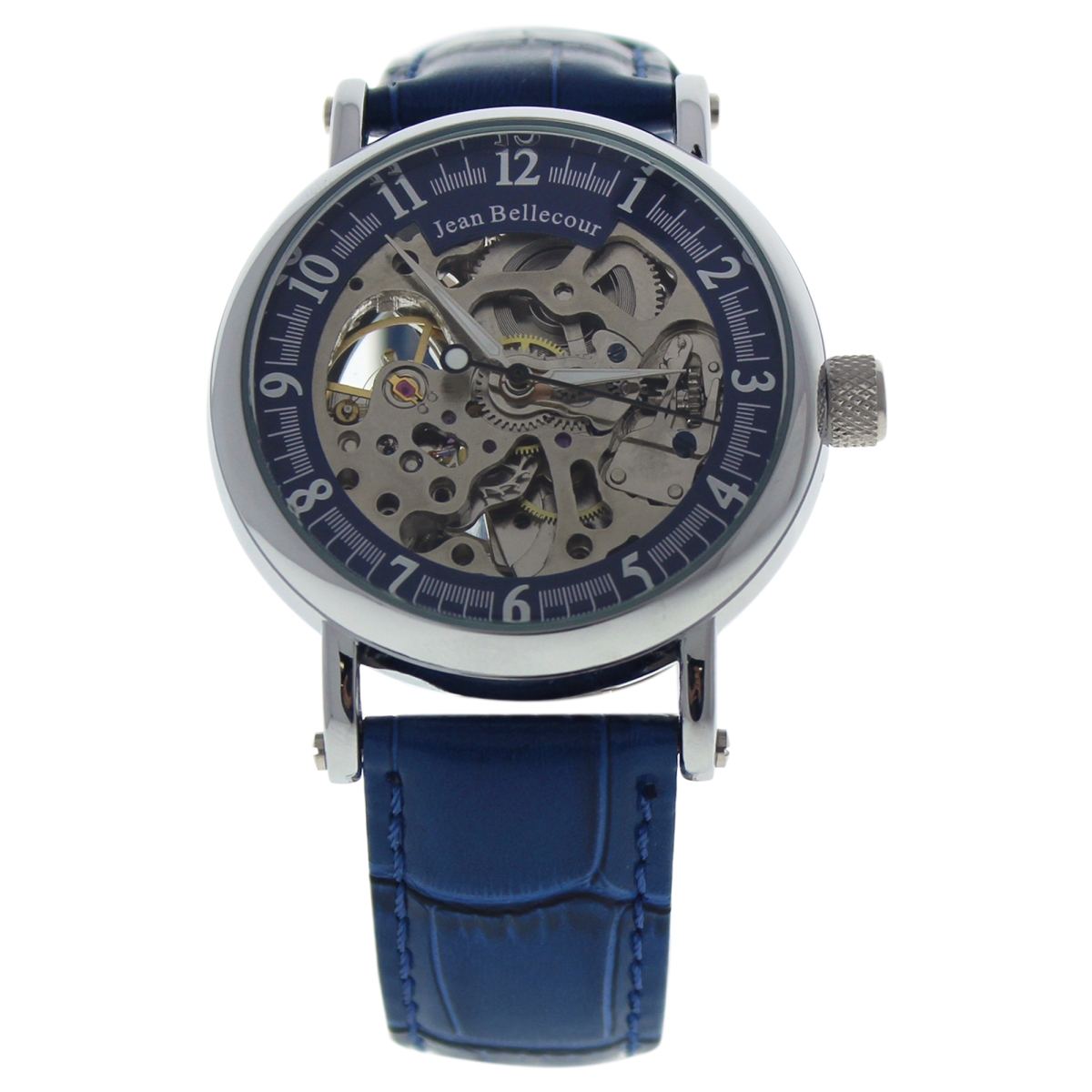 Picture of Jean Bellecour M-WAT-1347 Silver & Blue Leather Strap Watch for Men - REDS29