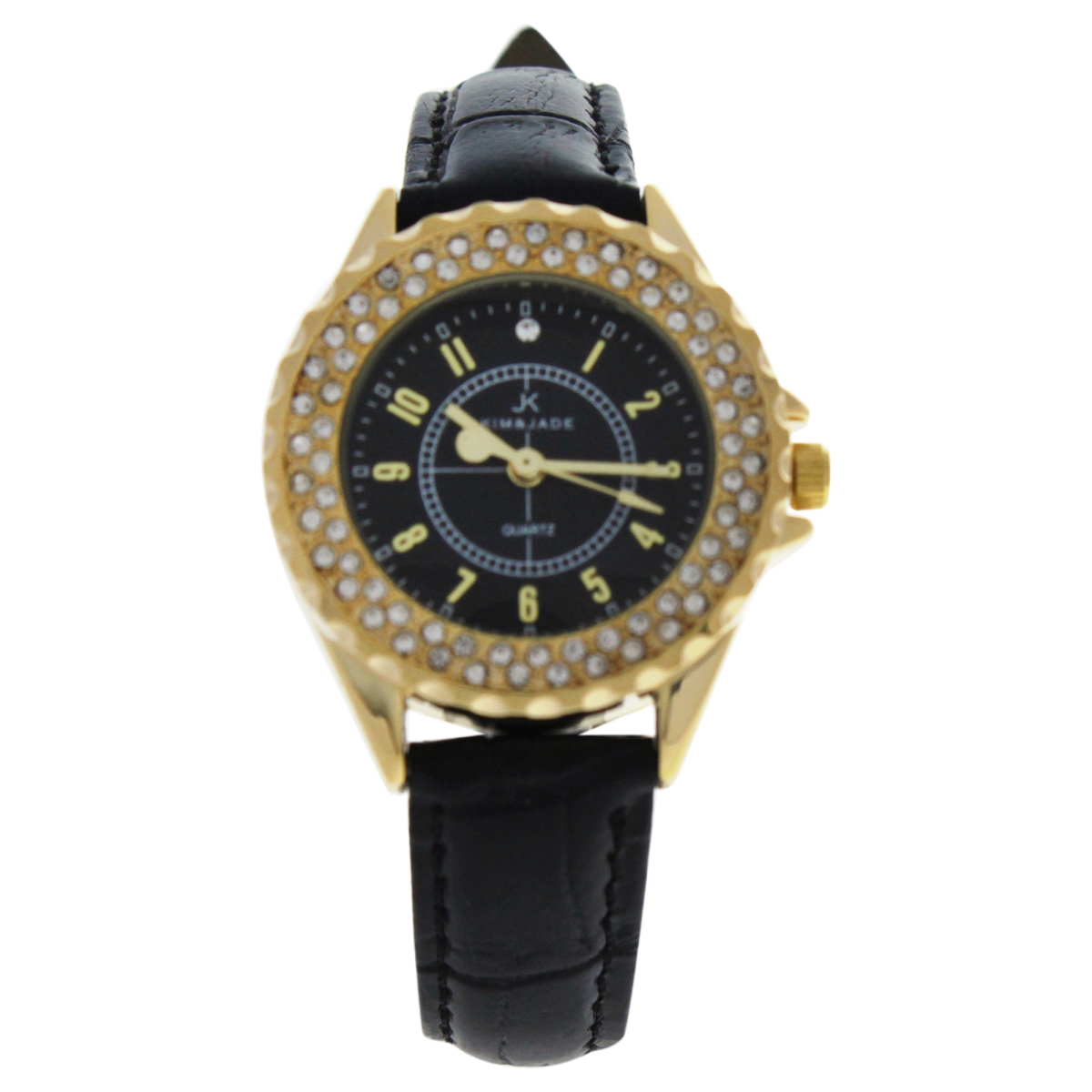 Picture of Kim & Jade W-WAT-1497 Gold & Black Leather Strap Watch for Women - 2033L-GBLBL