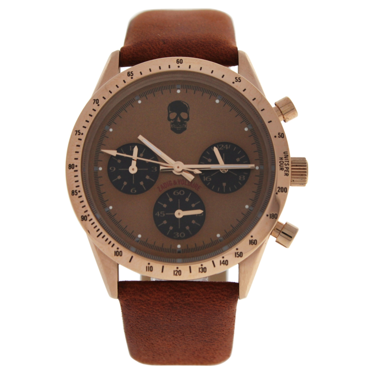 Picture of Zadig & Voltaire W-WAT-1491 ZVM118 Brown Leather Strap Wactch for Women - Rose Gold