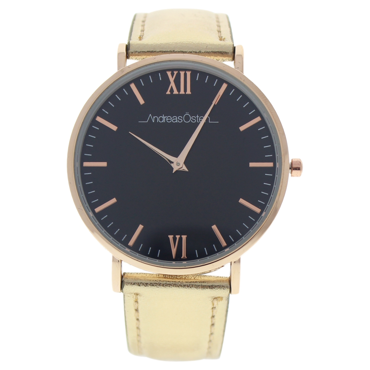 Picture of Andreas Osten W-WAT-1450 Hygge Gold & Black Leather Strap Watch for Women&#44; AO-187