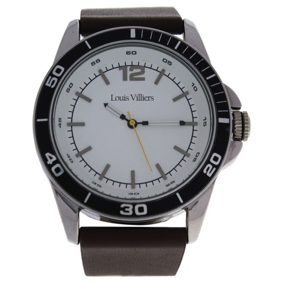 Picture of Louis Villiers M-WAT-1302 LV1002 Leather Strap Watch for Men - Silver & Brown