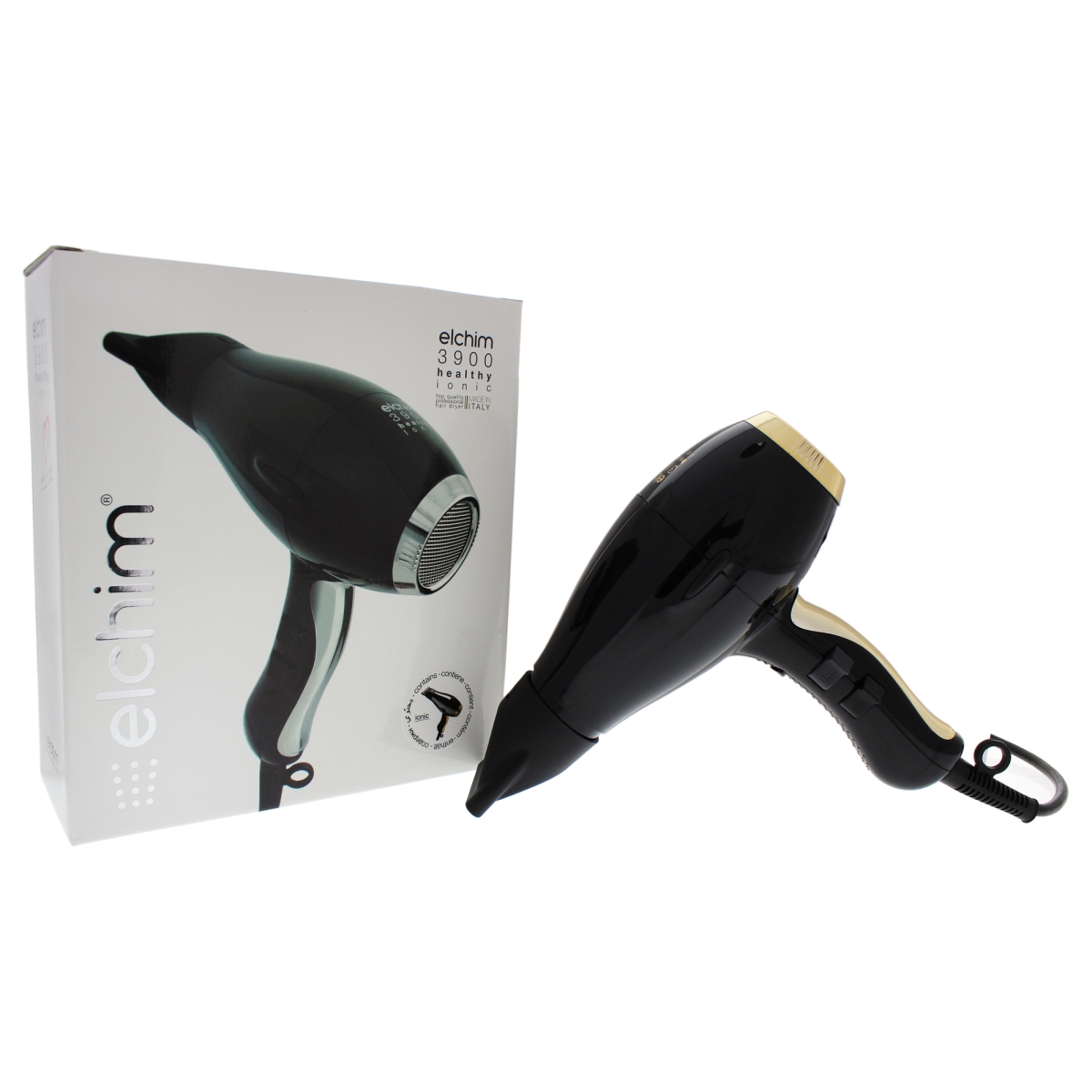 Picture of Elchim U-HC-11881 3900 Healthy Ionic Hair Dryer for Unisex - Black & Gold