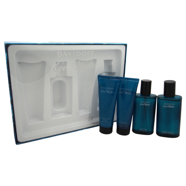 MGS2918 Cool Water 4 Piece Gift Set for Mens  25 oz EDT Spray44 25 oz After Shave Balm44 25 oz Shower Gel  25 oz After Shave