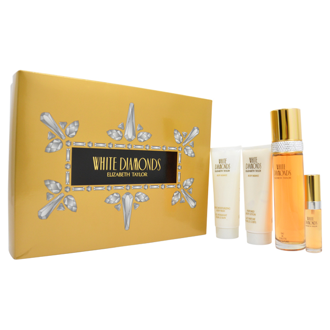 White Diamonds 4 Piece Gift Set for Womens  33 oz EDT Spray44 33 oz Gentle Moisturizing Body Wash  33 oz Perfumed Body Lotion