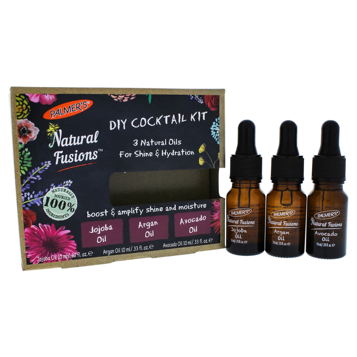 Picture of Palmers I0088444 Natural Fusions Shine & Hydration DIY Cocktail Kit Jojoba Oil&#44; Argan Oil&#44; Avocado Oil for Unisex - 3 x 0.33 oz