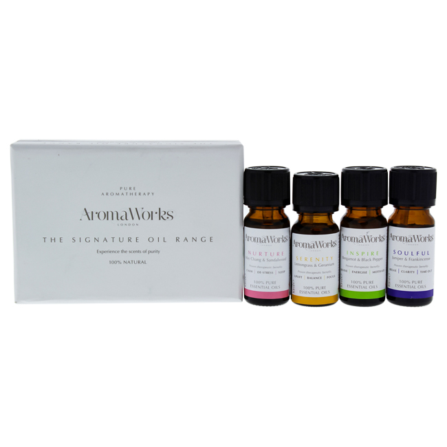 Picture of Aromaworks I0085547 The Signature Oil Range Set by Aromaworks for Unisex - 4 Piece
