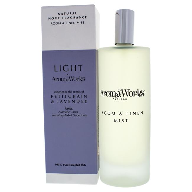 Picture of Aromaworks I0085578 Light Room & Linen Mist - Petitgrain & Lavender by Aromaworks for Unisex - 3.4 oz