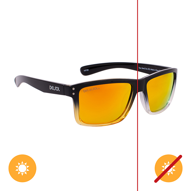 I0108320 Unisex Solize Sea Sand Sun Sunglasses - Black & Clear to Yellow