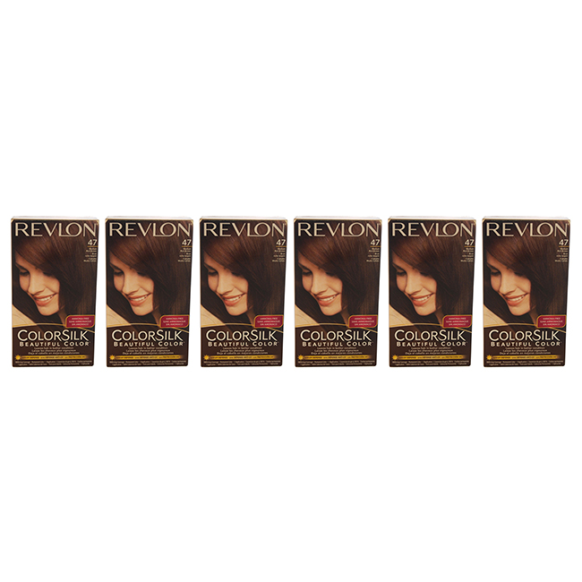 K0001537 Colorsilk Beautiful - 1 Application Hair Color for Unisex, 47 Medium Rich Brown - Pack of 6 -  Revlon