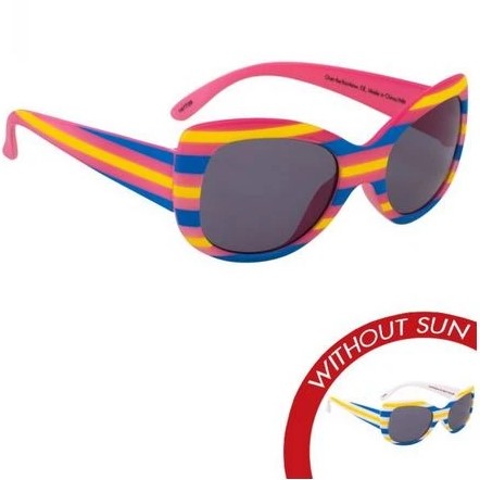 I0113292 Over the Rainbow Solize Sunglass for Kids, White & Pink Striped