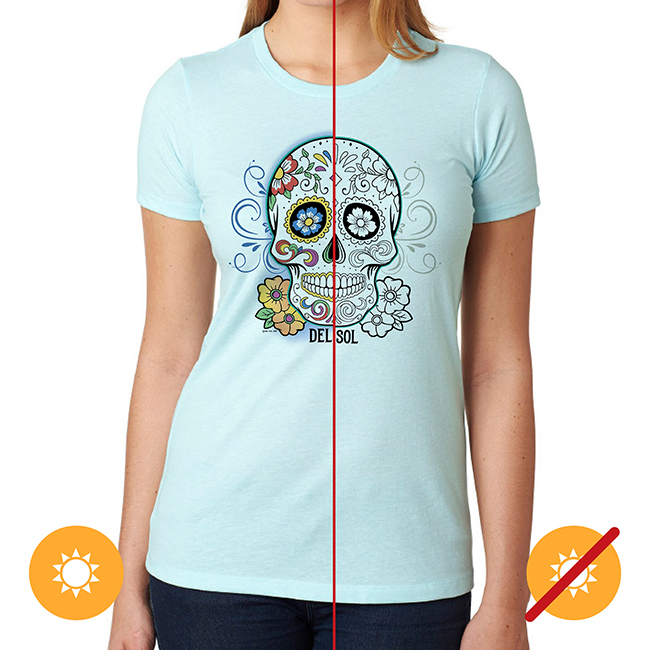 I0108175 Day of the Dead T-Shirt for Unisex, Ice Blue - Medium