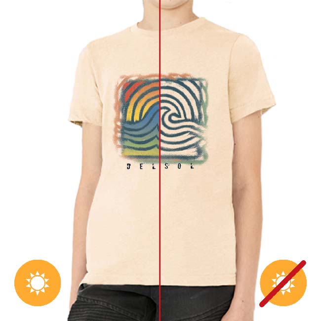 I0109471 Men Crew Tee Wave Spray T-Shirt, Beige - Youth Small