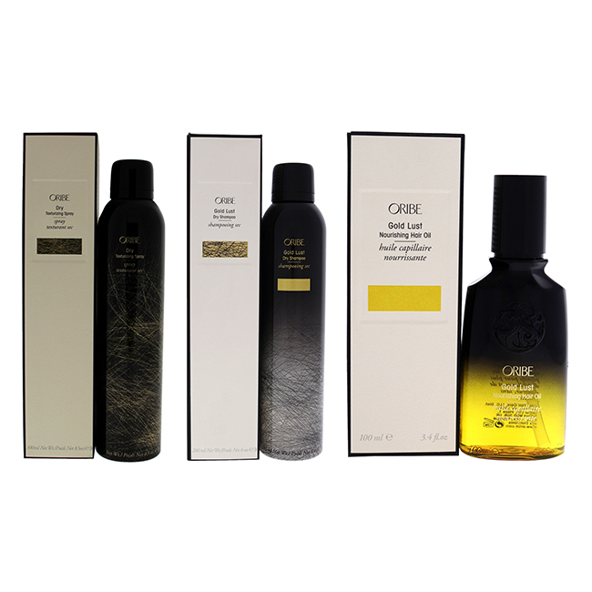 Picture of Oribe K0003348 Gold Lust Dry Shampoo-Texturizing Spray & Nourishing Hair Oil Kit Gift Set - 3 Piece