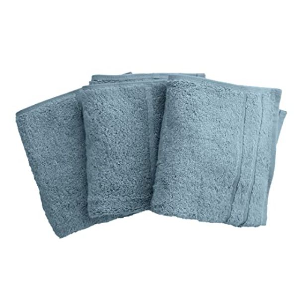 Picture of Cariloha I0117079 Bamboo Washcloths Set for Unisex, Blue Lagoon - 3 Piece