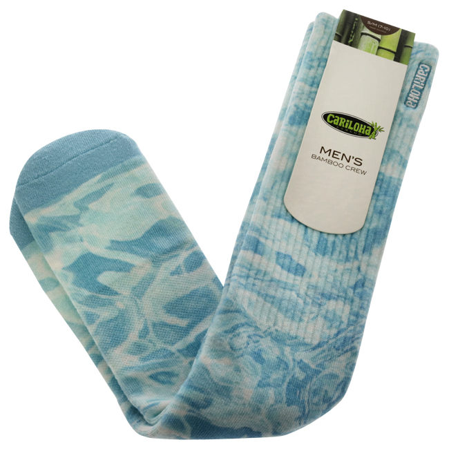 I0117009 Bamboo Printed Crew Socks for Men, Pool Reflection Blue - Small & Medium -  Cariloha
