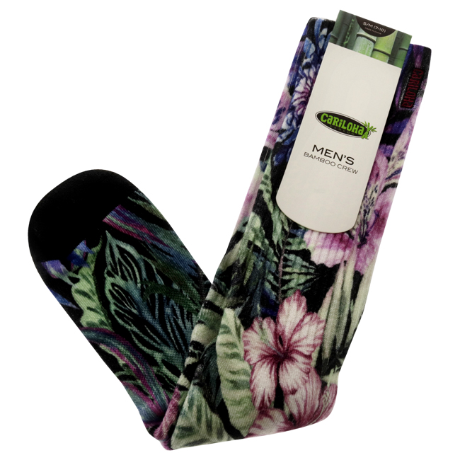 I0117011 Bamboo Printed Crew Socks for Men, Foliage Black - Small & Medium -  Cariloha