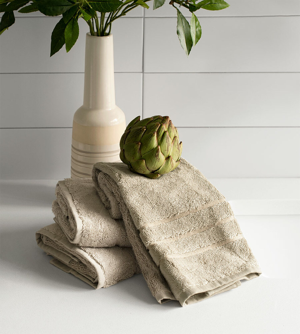 I0117050 Bamboo Hand Towel Set for Unisex, Stone - 3 Piece