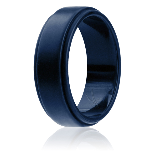 I0108728 Men Silicone Wedding Ring for Step Edge Style, Blue - 8 mm Ring