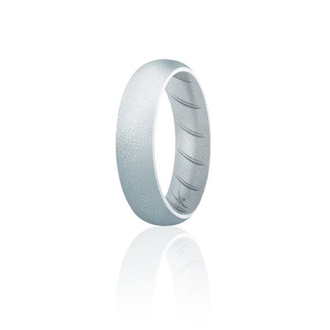 I0118976 Women Silicone Wedding BR Solid Ring, Basic & Silver - 9 mm Ring