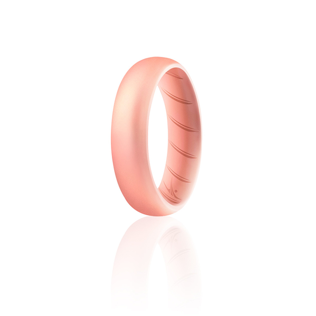 I0118982 Women Silicone Wedding BR Solid Ring, Basic, Rose & Gold - 7 mm Ring