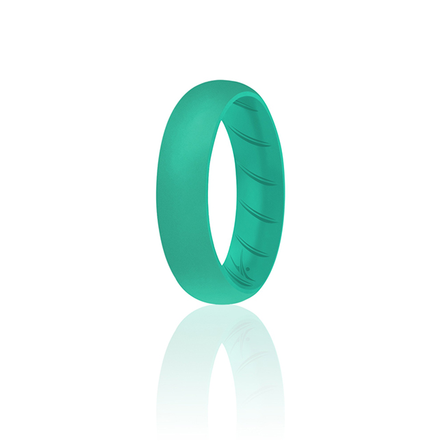 I0118990 Women Silicone Wedding BR Solid Ring, Basic & Turquoise - 7 mm Ring