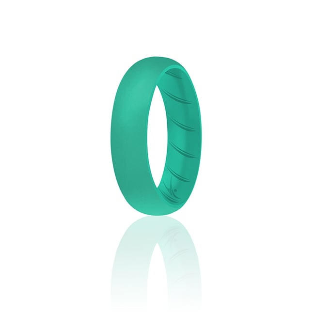 I0118993 Women Silicone Wedding BR Solid Ring, Basic & Turquoise - 10 mm Ring