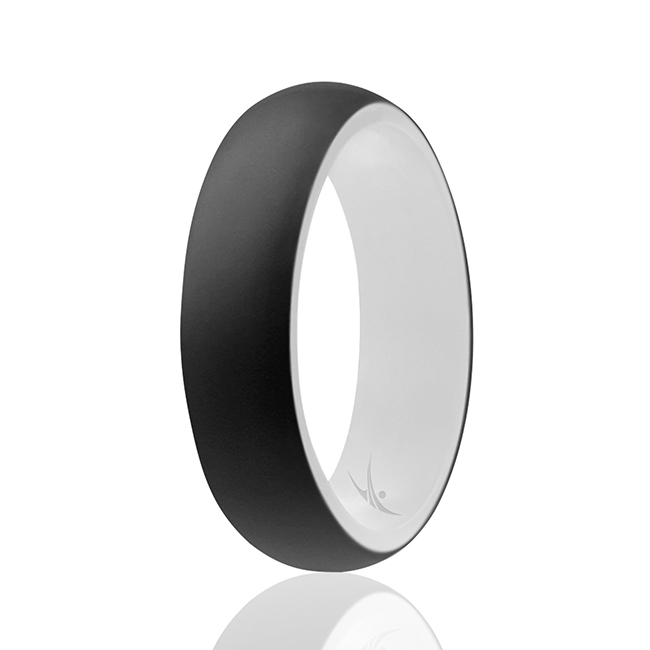 I0119052 Women Silicone Wedding 2Layer Ring, White & Black - 4 x 7 mm Ring