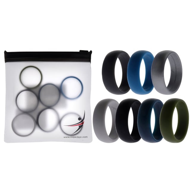I0117556 Men Silicone Wedding Solid Ring Set - 7 x 15 mm Ring