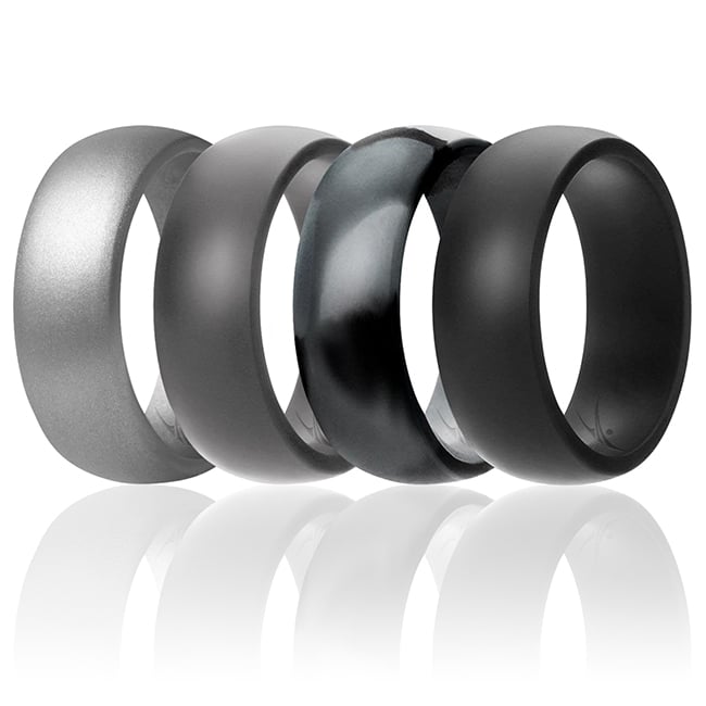 I0117595 Men Silicone Wedding Ring, Black & Camo - 4 x 7 mm Ring
