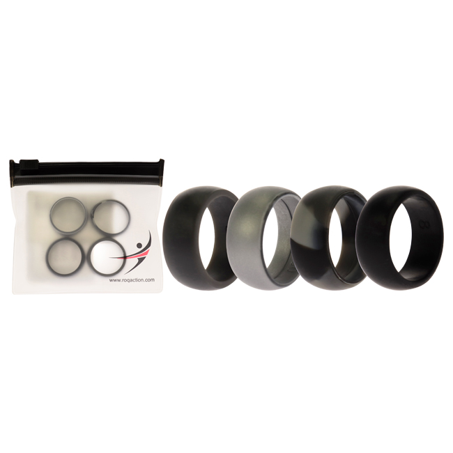 I0117596 Men Silicone Wedding Ring, Black & Camo - 4 x 8 mm Ring