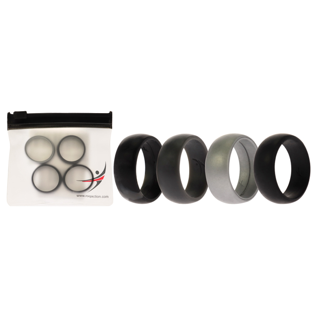 I0117598 Men Silicone Wedding Ring, Black & Camo - 4 x 10 mm Ring