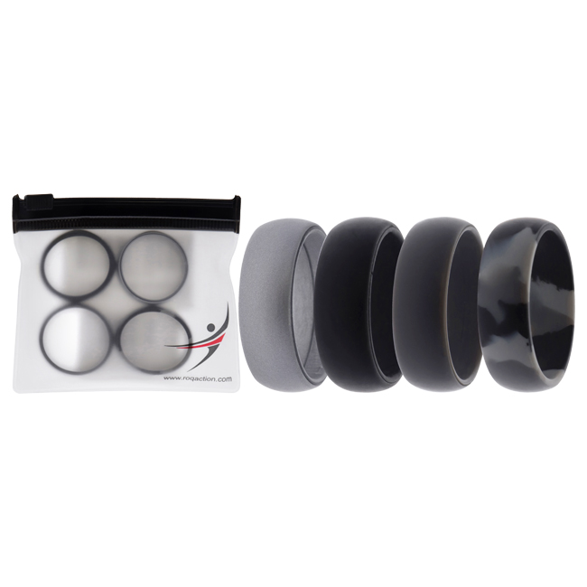 I0117602 Men Silicone Wedding Ring, Black & Camo - 4 x 14 mm Ring