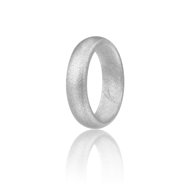 I0109084 Women Silicone Wedding Ring for Dome Style, Silver - 5 mm Ring