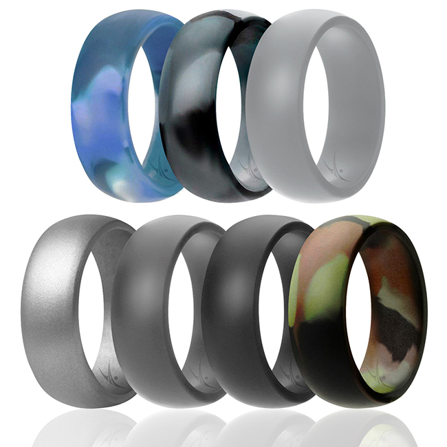 I0117461 Men Silicone Wedding Ring Set, Camo - 7 x 9 mm Ring