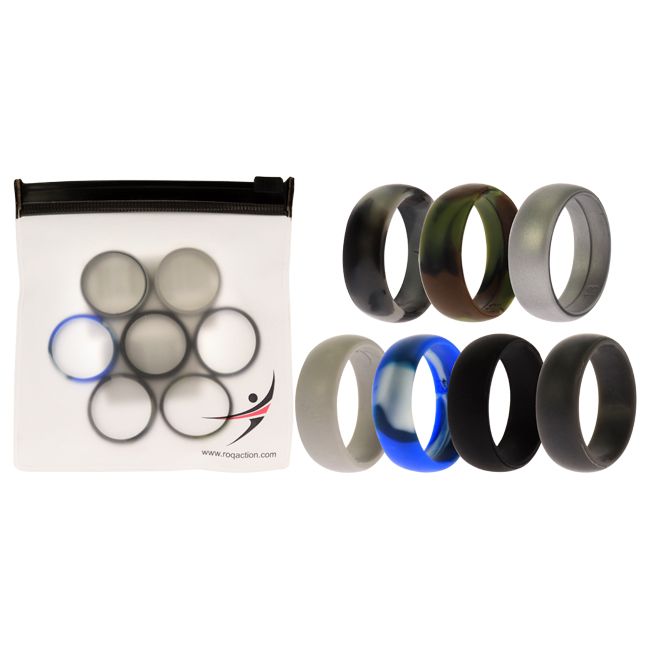 I0117465 Men Silicone Wedding Ring Set, Camo - 7 x 13 mm Ring