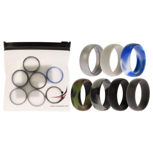 I0117466 Men Silicone Wedding Ring Set, Camo - 7 x 14 mm Ring