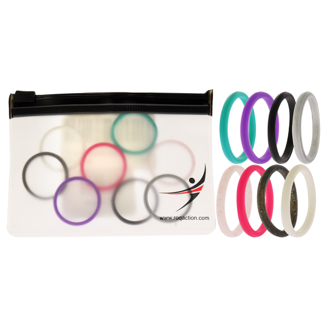 I0117521 Women Silicone Wedding Stackble Point Ring Set, Multi Color - 8 x 11 mm Ring