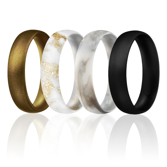 I0109198 7 mm Women Silicone Ring for Dome Style Thin Comfort Fit Set, Multi Color