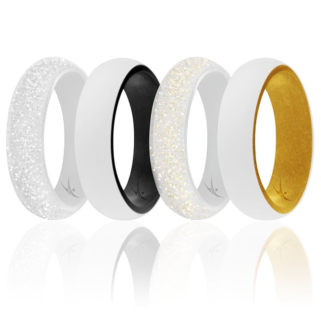 I0118136 Women Silicone Wedding 2Layer Ring Set, Bride - 4 x 5 mm Ring