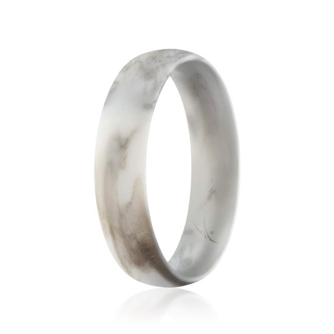 I0109145 Women Silicone Wedding Ring for Dome Style Thin Comfort Fit, Marble - 10 mm Ring